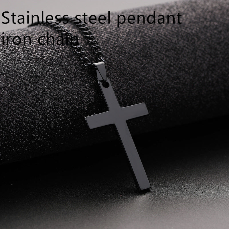Titanium Steel Simple Single Cross Necklace Pendant