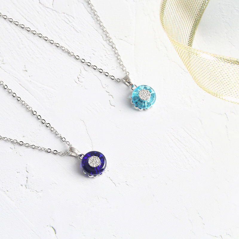 Ring Crystal Glass Necklace And Earring Set