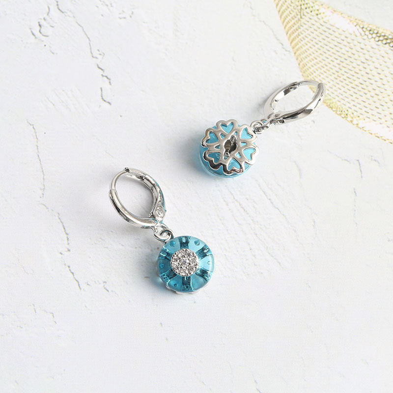 Ring Crystal Glass Necklace And Earring Set