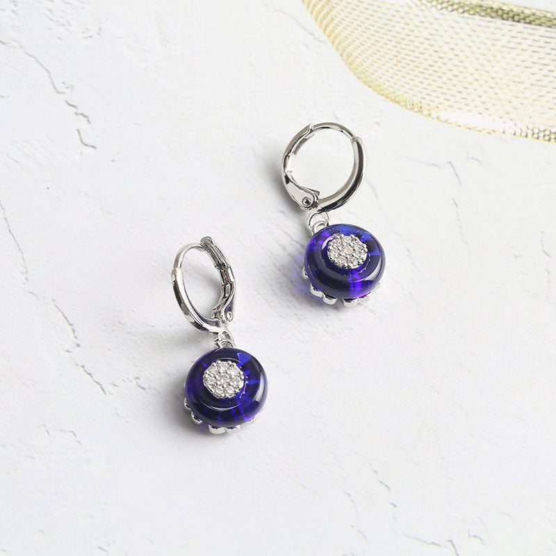 Ring Crystal Glass Necklace And Earring Set