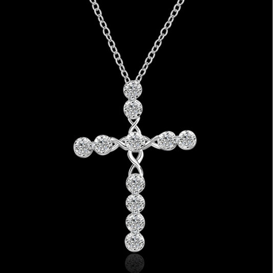 Creative Twist Diamond Cross Necklace Exquisite Zircon Cross