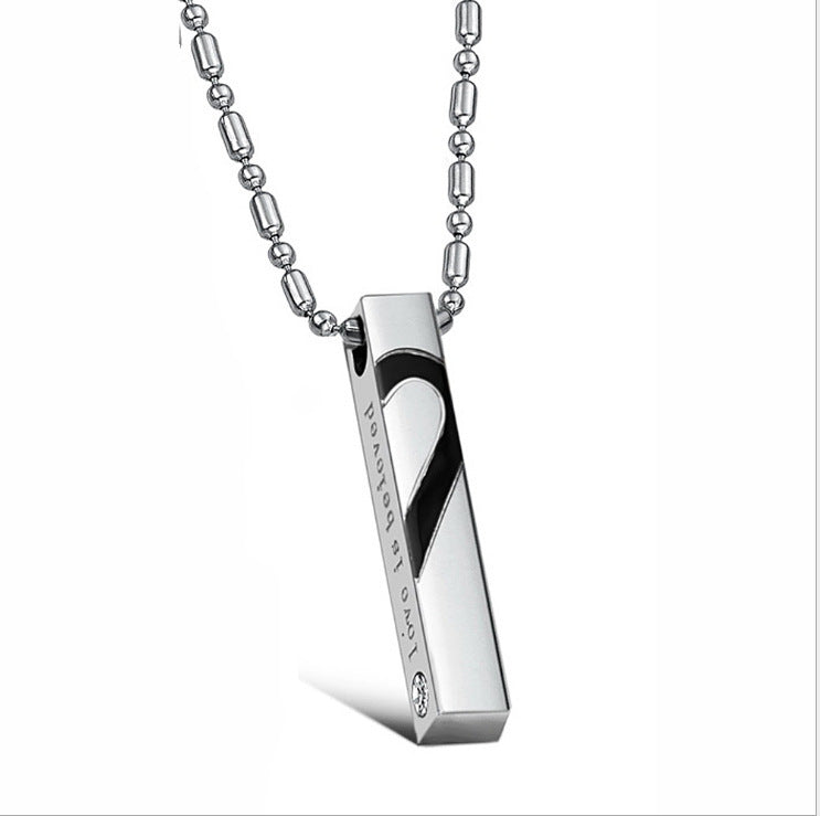 Heart-Shaped Puzzle Couple Titanium Steel Necklace