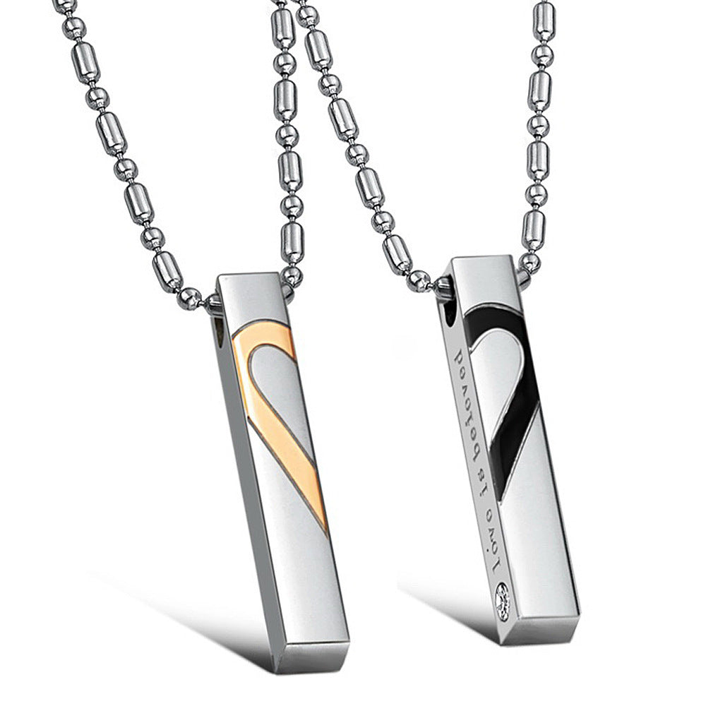 Heart-Shaped Puzzle Couple Titanium Steel Necklace