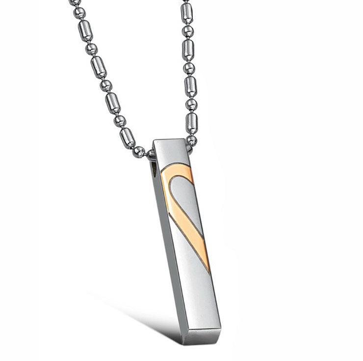 Heart-Shaped Puzzle Couple Titanium Steel Necklace