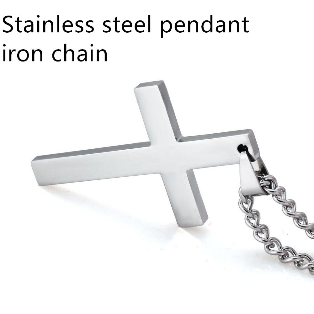 Titanium Steel Simple Single Cross Necklace Pendant